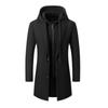 Young Men's Fashion Casual Wool Woolen Coat Medium and Long Removable Hat Trendy Coat Men's Top