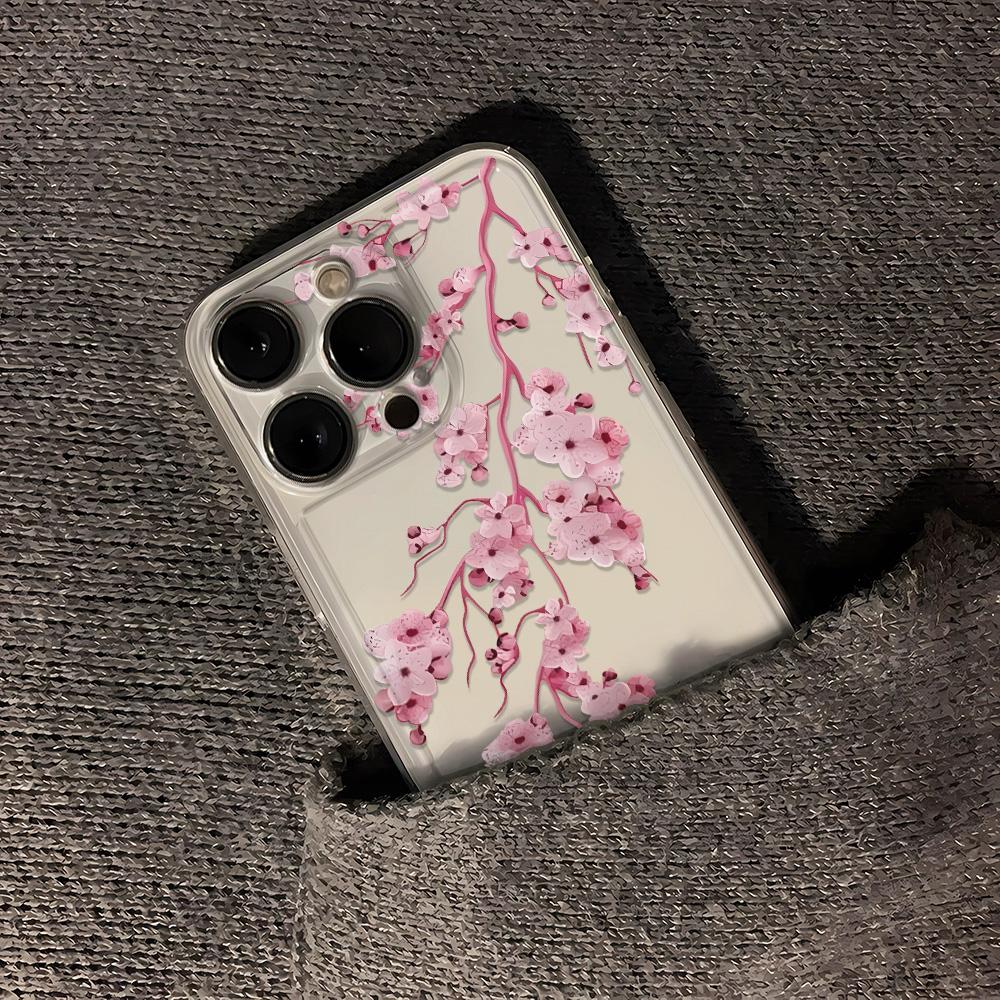 Чехол для телефона 'Розовые персиковые цветы' для IPhone 17 16 15 14 13 12 11 Mini Air Pro Max X XR XSMax 7 8 Plus Прозрачная мягкая задняя крышка