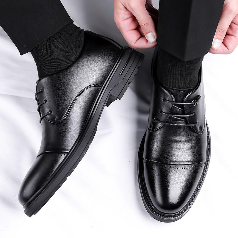 Обувь Зимние Оксфорды Британский Business Casual Трехголовые Кожаные Туфли Туфли для Формальных Мероприятий Свадьбы Жениха Обувь Дерби