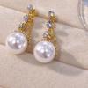 Japan and South Korea exquisite fashion diamond fringed pearl earrings temperament light luxury gentle versatile high sense super flash earrings women