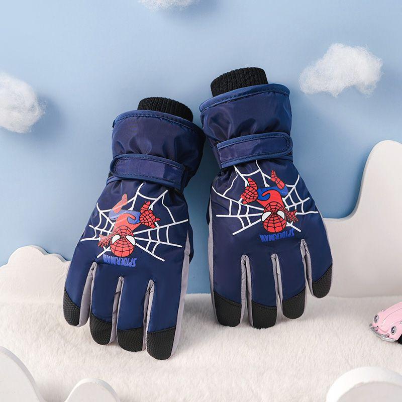 Spider Man Winter Child Gloves Fleece Lined Warm Child Ski Gloves Windproof Cold Proof Cycling Gloves Kids Gift Marvel