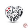 100% Copper Heart Shaped Warm Family Charm Beads Fit Qikaola Original Bracelets Fine Diy Mother'S Day Jewelry Gifts