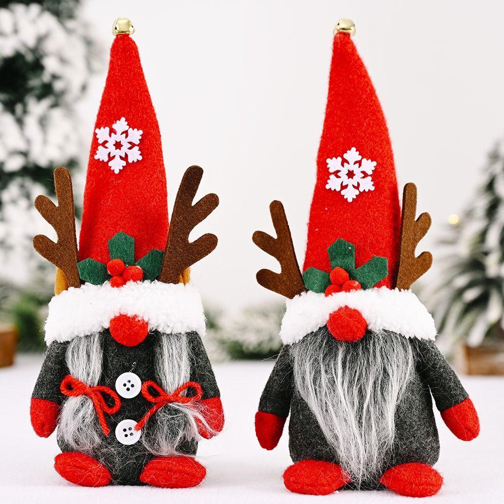 Cloth Christmas Plush Doll Cartoon Handmade Deer Antlers Dwarf Ornament Exquisite Creative Faceless Doll Photo Props
