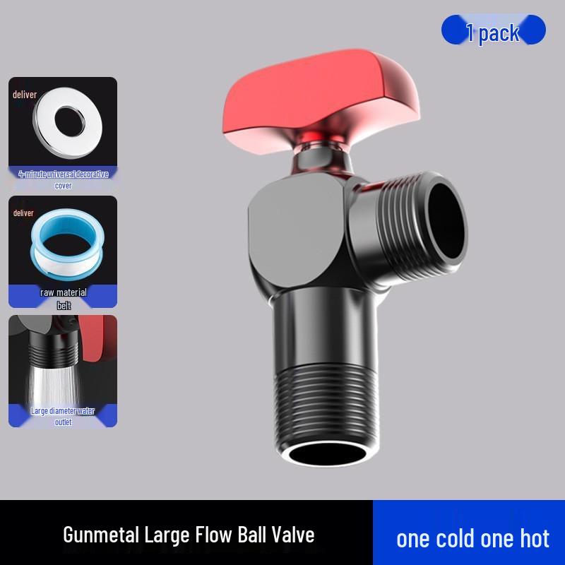 All-Copper Quick-Open Universal Angle Valve for Kitchen and Toilet (4-Point, Cold and Hot)