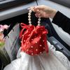 Маленькая сумка-фея в стиле ведерка с жемчужными деталями для повседневного использования