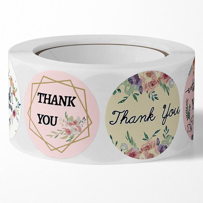 500 шт. 1 дюйм романтические цветы спасибо наклейки рулон для конверта свадебные украшения коробка канцелярские принадлежности печать наклейка подарочная этикетка