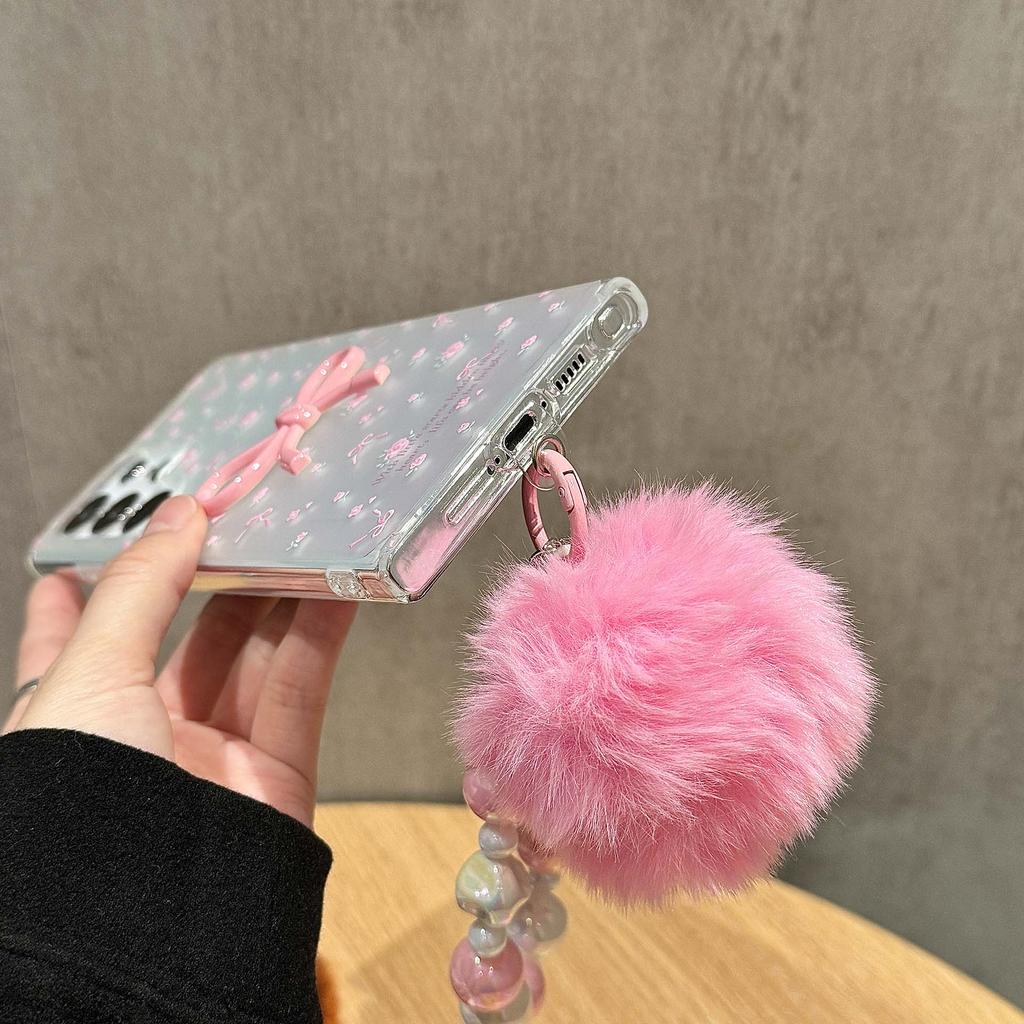 For Samsung Galaxy S24 Ultra Case Flower Pattern IMD TPU Phone Cover with Chain