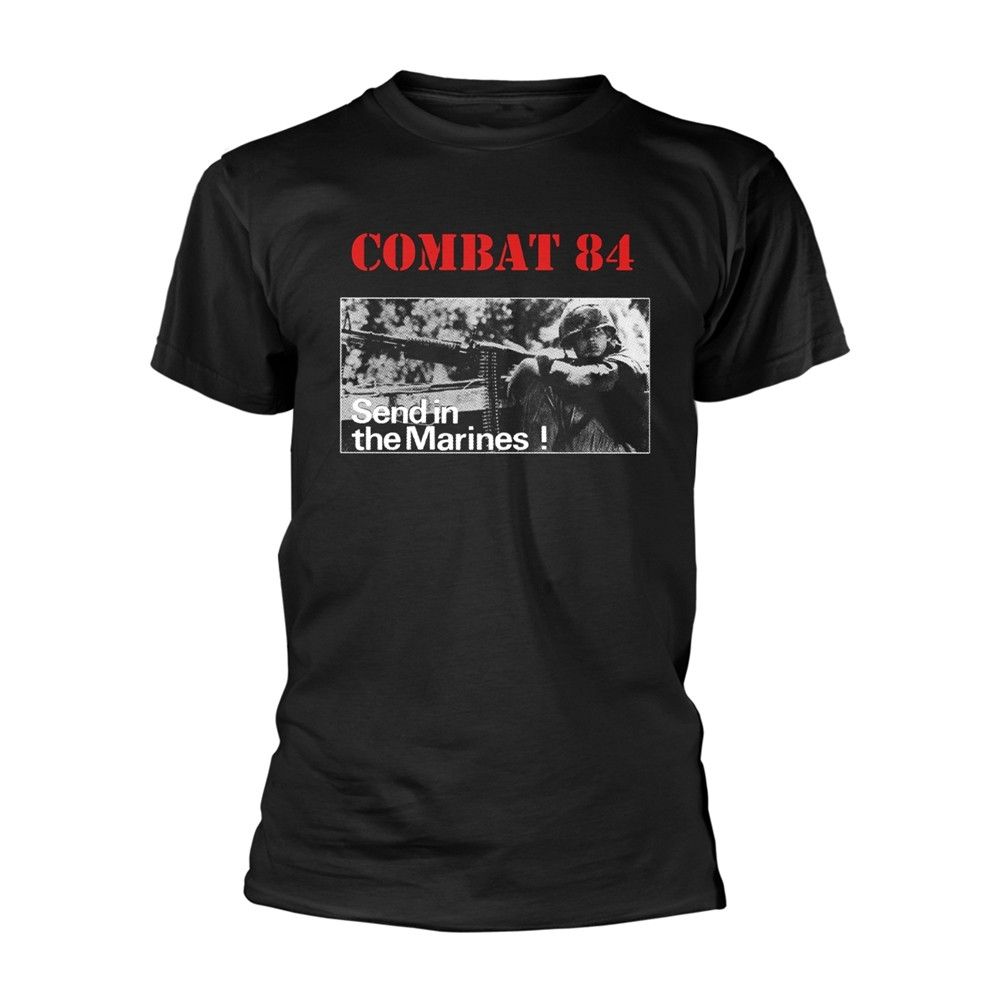 Unisex shirt Cotton Oversize Large Size COMBAT 84 SEND IN THE MARINES BLACK T-Shirt Medium