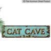 2D Flat, Decorative Signs & Plaques, 1pc Vintage "Cat Cave" Metal Sign - 4.0X16.0 Inch Aluminum Wall Decoration with Ornate Border, Perfect for Home