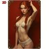Винтажная металлическая настенная табличка Ретро Рыжая Девушка 8x12 дюймов Алюминиевая рама Декор для дома
