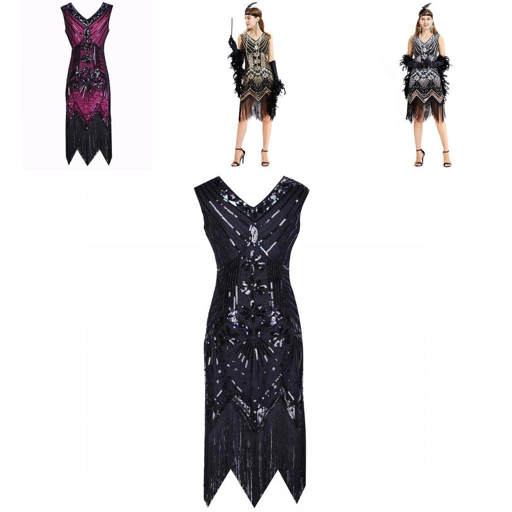 Элегантные платья для вечеринок в стиле Гэтсби, с бисером, винтажной бахромой и пайетками, без рукавов, для вневременного стиля