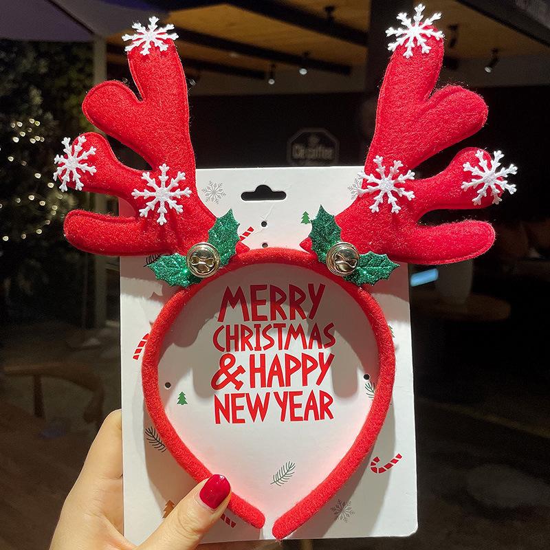 2024 New Year Christmas Hair Bands Cute Deer Horn Santa Claus Tree Headwear Hair Accessories For Xmas Gifts Party Supplies