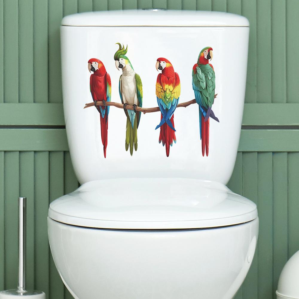 Fun-m111 мультфильм попугай семейный туалет с ванной комнатой украшение ванной комнаты настенная наклейка
