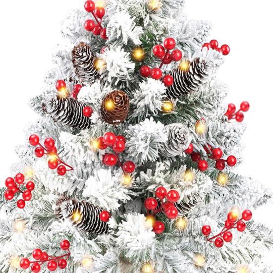 23-дюймовый светящийся искусственный рождественский наполнитель для урны, предварительно освещенная рождественская сосна с шишками, красными ягодами, треногой-колышком и светодиодной подсветкой, наполнитель для уличного крыльца