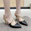 2025 New High-quality Women's High-heeled Shoes Fashion Retro Rivet Pointed Casual Comfortable Shallow Office Stiletto Sandals