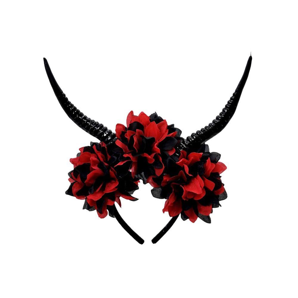 Exaggerate Gothic Headpiece Evil Queen Halloween Headwear Demon's Horn Headband Costume Accessory