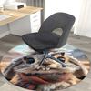 1pc Anime Design Winter Rabbit with Snowy Hat Round Carpet - Office Chair Mat, Non-Slip Rug for Home Decor, Living Room, Bedroom D004