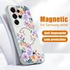 Магнитный Чехол Для Magsafe Для Samsung Galaxy S26 Ultra S25 Edge S24 Plus S23 FE S22 A17 A54 A55 A56 A57 5G Черно-белый Цветочный Рисунок Пионов Чехол