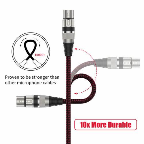 XLR Female to 1/4 Inch TS Cable, 2M (2 Pieces), UGOMI Nylon Braided Microphone Cable, TS 6.35mm Mono Unbalanced Microphone Cable (TS to XLR Cable)
