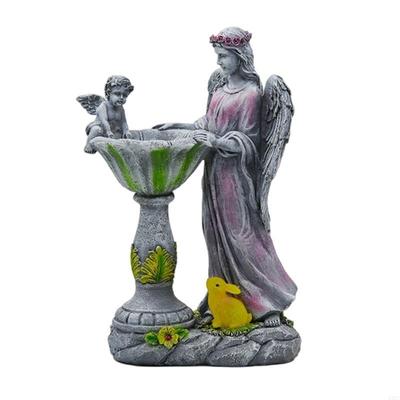 Светодиодная фигурка ангела из смолы для дома и улицы на солнечной батарее для любителей садового декора X3UC