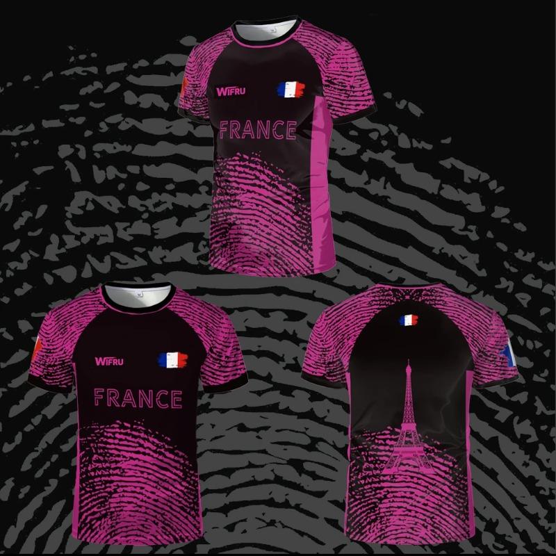 Новая футболка с 3D-принтом Французский футбол Мужская Спортивная Уличная Дышащая с принтом Эйфелевой башни Модная Футболка с коротким рукавом Топ