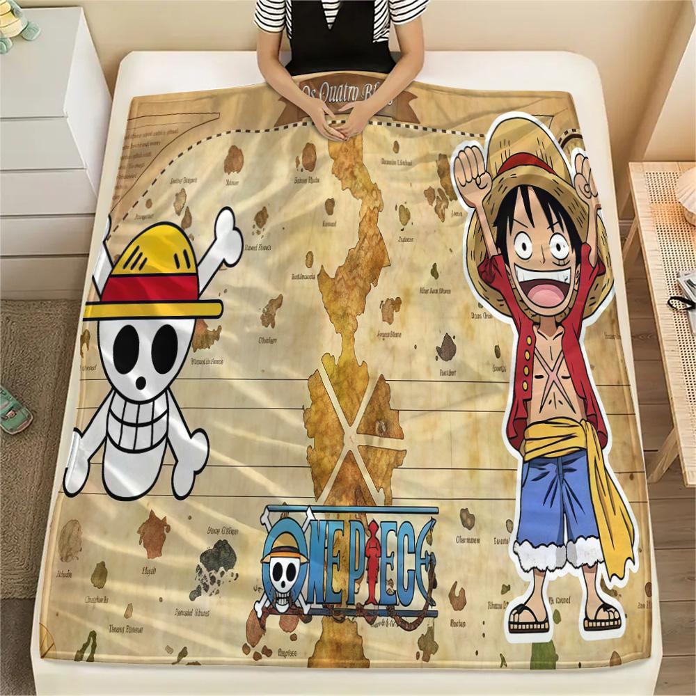 1PC One Piece Monkey D Luffy Patterned Flannel Blanket Suitable For All Seasons For Home Decor Warmth And Comfort Gifts Holiday Present
