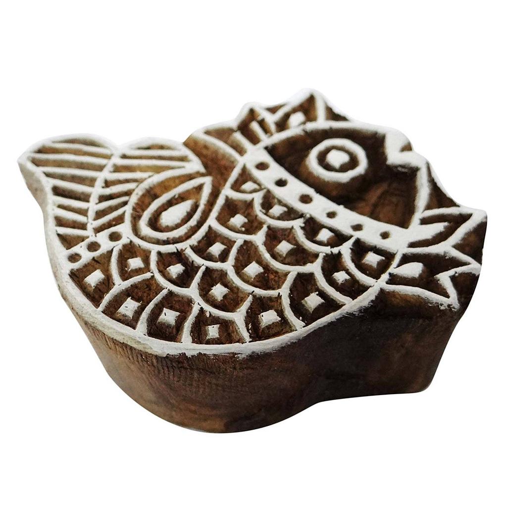 IBA Indianbeautifulart Декоративная текстильная ткань Печатный блок с изображением рыбы Деревянный штамп Индийский