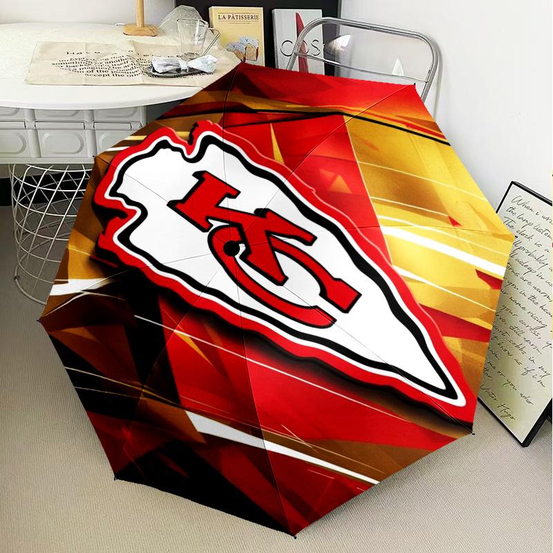 1PC City Chiefs Emblem Printed Umbrella Folding umbrella, automatic umbrella 8-Frame for Travel, camping Fan gifts Christmas Gifts