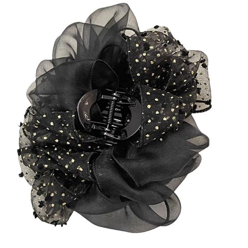 Элегантный простой модный корейский стиль, пластиковый коготь для волос, двусторонний бант, сетчатый зажим в виде акулы, большие точки