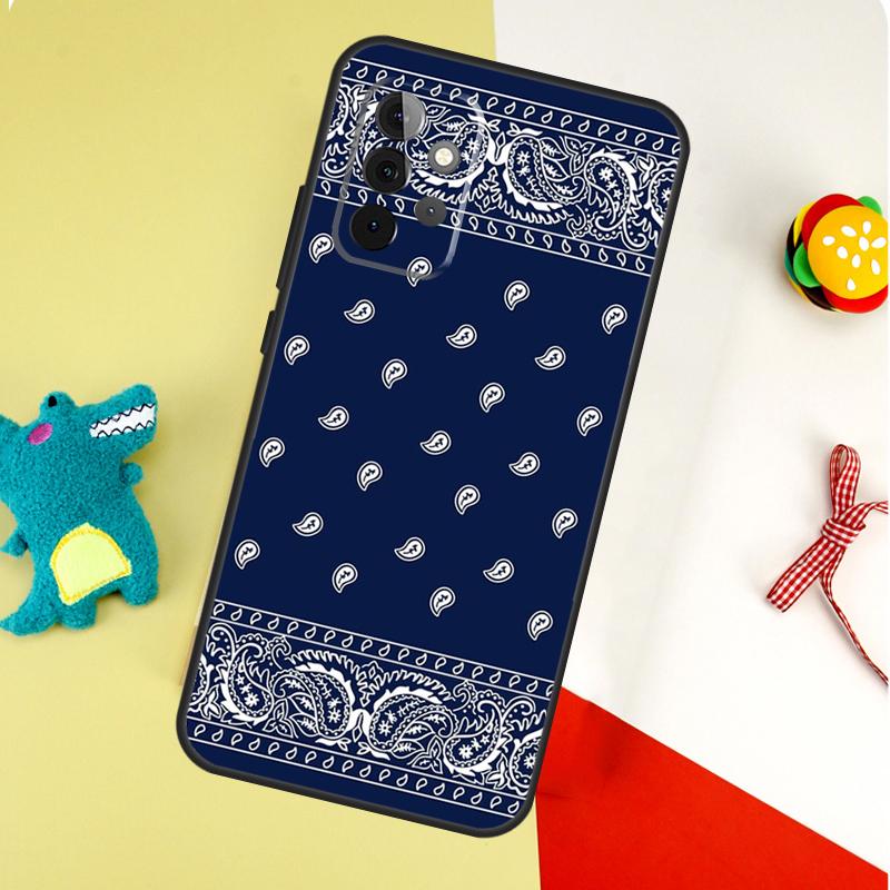 Черная Бандана Пейсли Для Samsung Galaxy A05 A06 A16 A54 A34 A14 A55 A35 A15 A53 A33 A13 A22 A32 A52 Чехол Для Телефона
