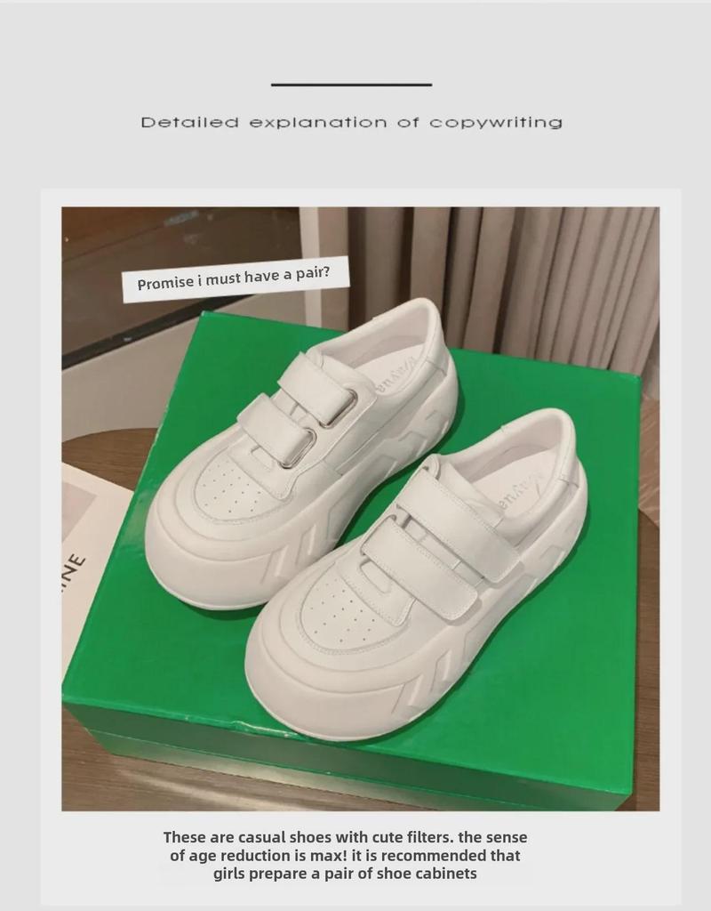 Женские кроссовки на липучке и платформе весна/осень 2024 г. — в стиле колледжа, белые