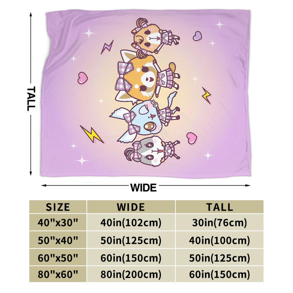 Aggretsuko Flannel Blanket Winter Warm Soft Throw Blanket for Kids Outdoor Pattern Bedspread Sofa Bed Cover