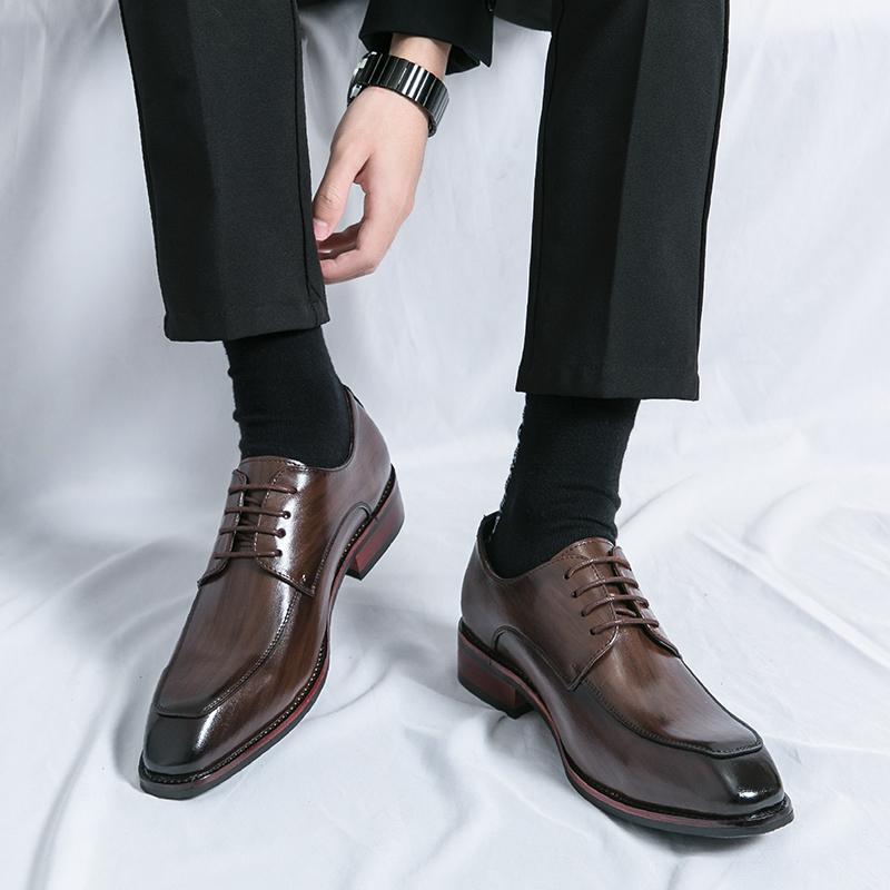 New Concise Black Lace-up Business Leather Shoes Men's Dress Shoes Casual British Style Office Daily Shoes Footwear Zapatillas