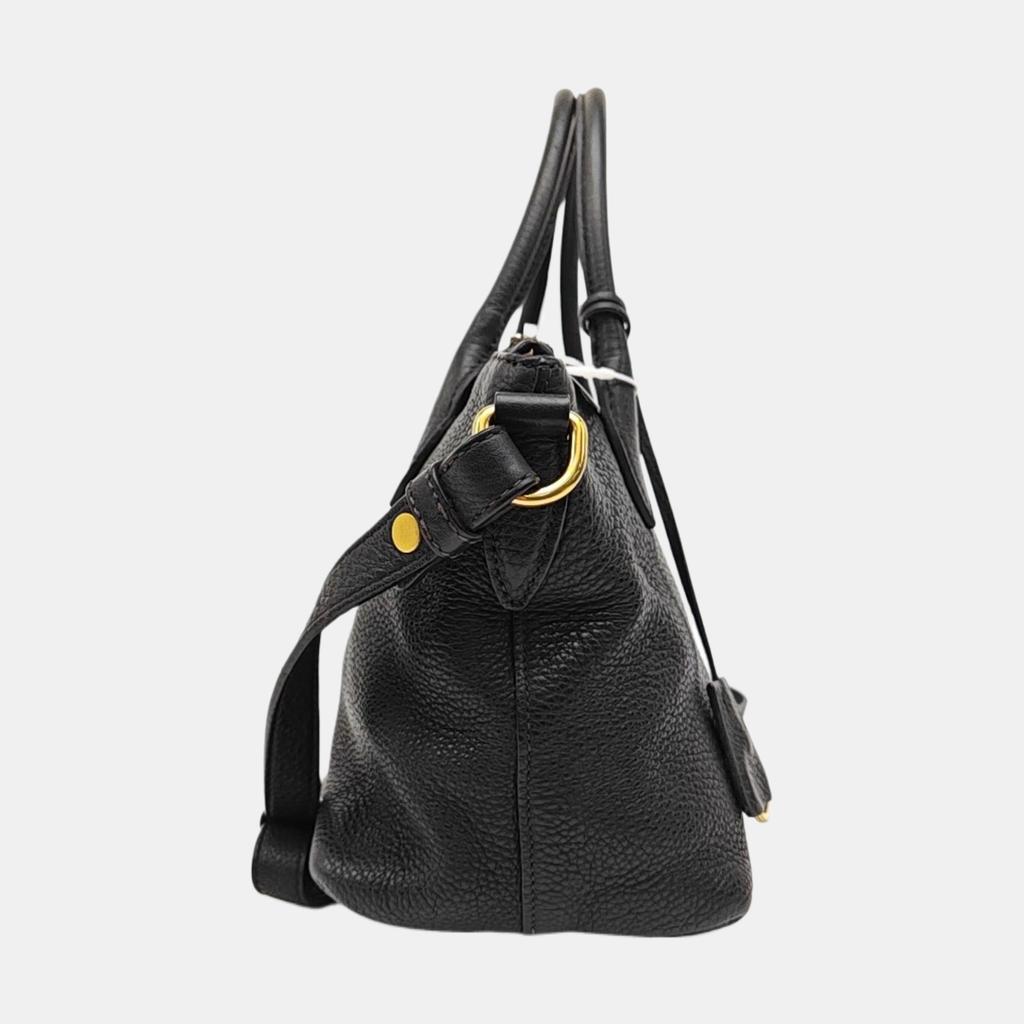[Pre-Owned] Leather Fabric Double Shoulder Strap Calfskin Handheld Shoulder Crossbody Bag Regular - Good #9R0G89
