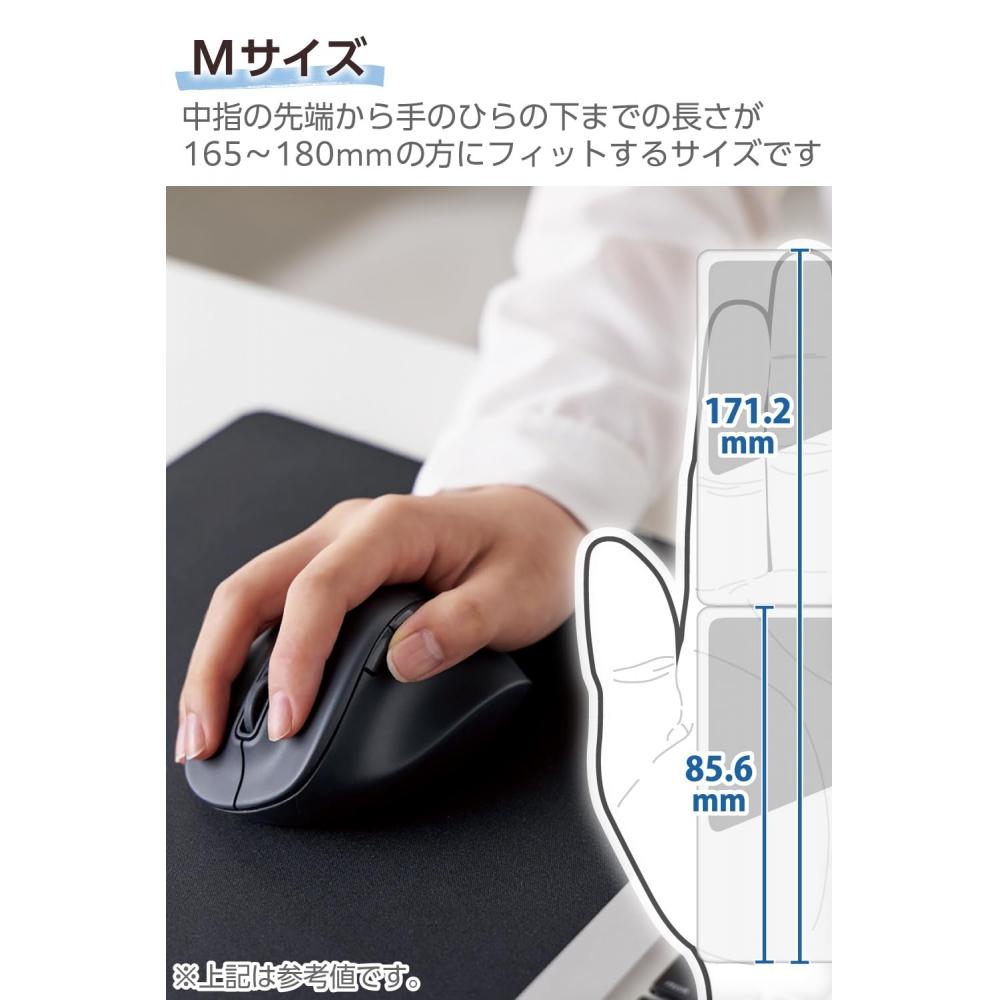 Elecom Беспроводная мышь EX-G Wireless 2.4GHz Quiet M Size 5 Buttons [AskDoctors Evaluation Service] Сертифицированная антибактериальная черная M-XGM30DBSKABK
