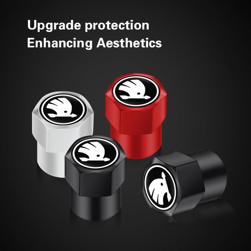 4Pcs Car pendant Aluminum Alloy Car Wheel Tire Valve Caps Stem Cover For New Skoda Octavia Kodiaq Fabia Superb Karoq Vrs xknz73