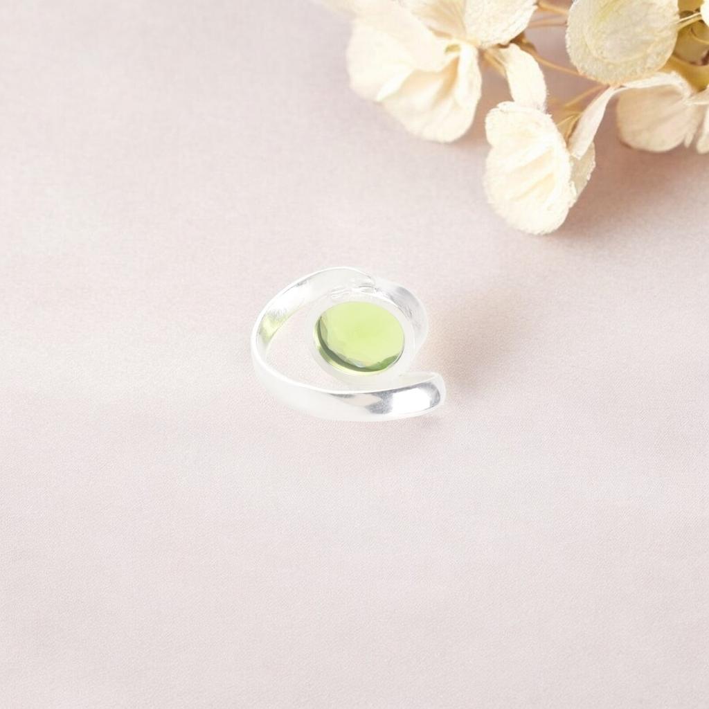 925 Sterling Silver Peridot Gemstone Handmade Jewelry Ring For Engagement Gift RR-53-13