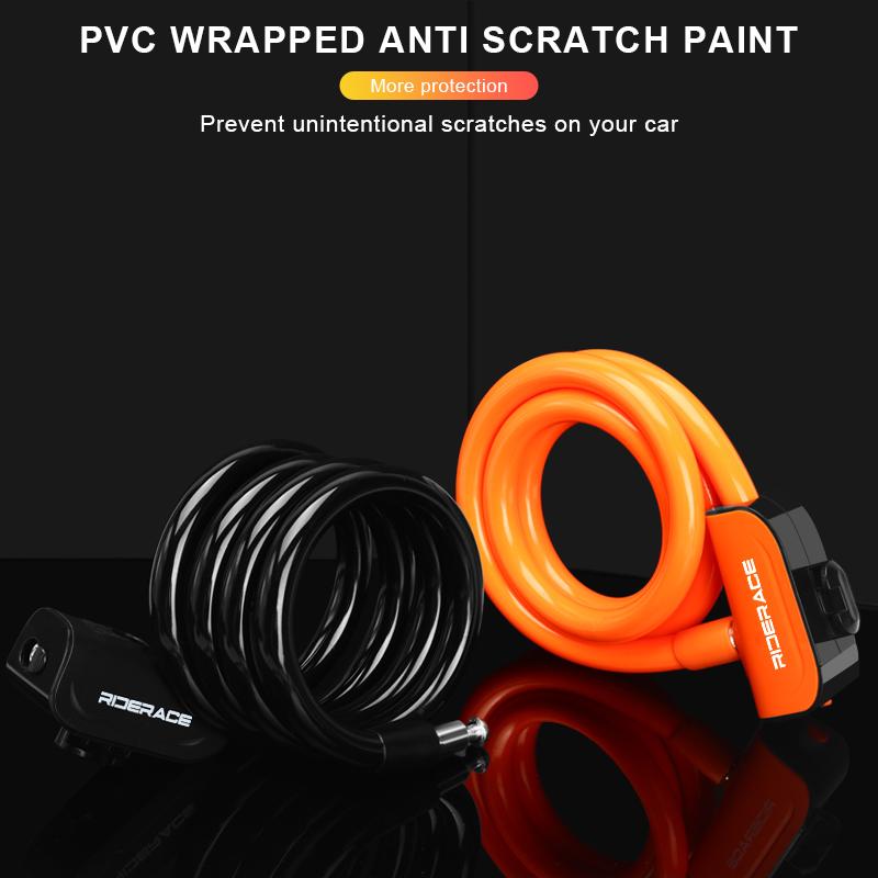 RIDERACE Велосипедный тросовый замок для горного велосипеда Портативный противоугонный кольцевой замок Высокая безопасность для скутера Электрический велосипед Шоссейный велоспорт