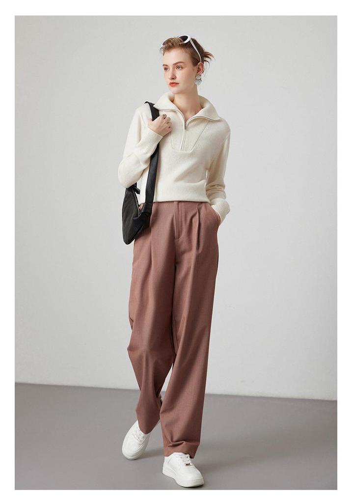 Women's Thickened Cashmere Knitwear: Zipper Lapel, Loose Fit Long Sleeve Sweater for Autumn/Winter