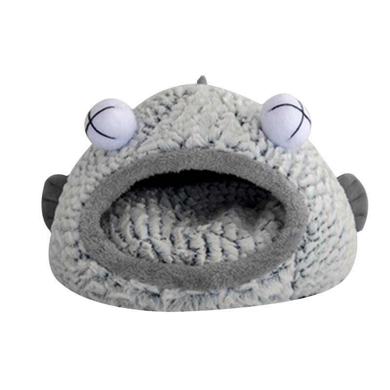 Кровать для домашних животных, мягкий домик в форме рыбы, плюшевые спальные кровати для кошек, гнездо, зимняя теплая конура, коврик для кровати для домашних животных, пещера для щенков, кошек, товары для домашних животных