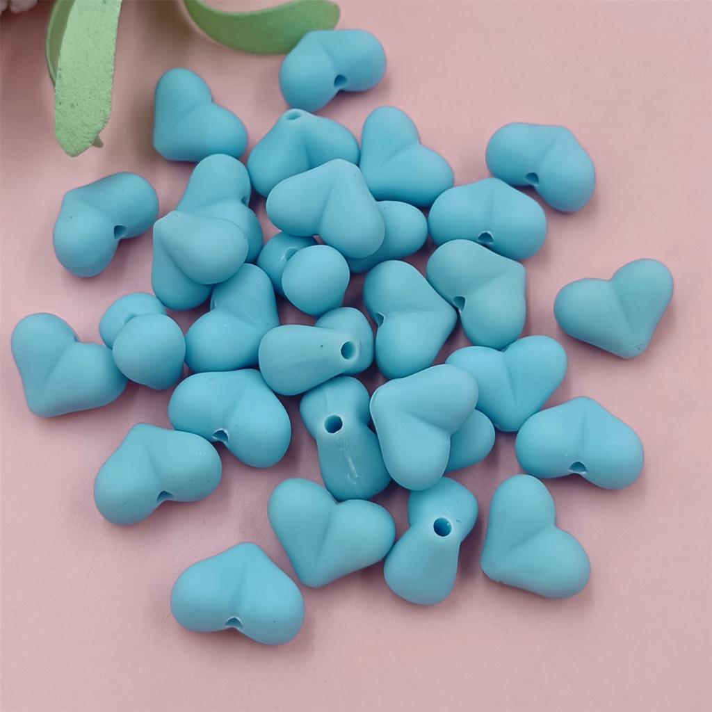 Home Party Supplies DIY Jewelry Accessories 15x11mm 30Pcs Creative Heart Rubber Making Materials Beads 9 Color Mobile Phone Chain Solid Color Fashion
