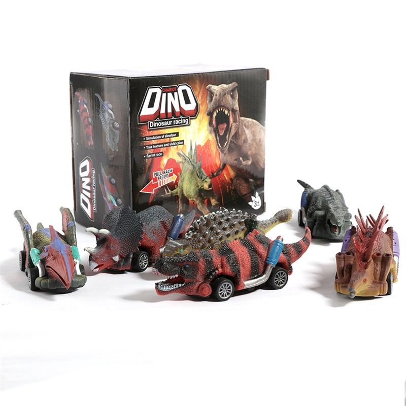 6 шт. игрушечных динозавров, заводные машинки, детские игрушки-динозавры, подходящие для детских игр с машинками-динозаврами