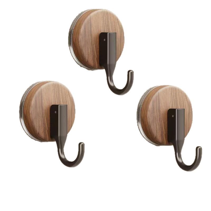 Wood Grain Suction Cup Hook - No-Drill, Strong Load, Mark-Free for Kitchen, Bathroom, or Dorm.