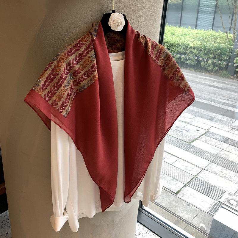 Vintage Polka Dot Printed Light And Thin Scarf Cotton Feel Square Scarf Sunshade Shawl Headscarf Belt Scarf Silk Scarf