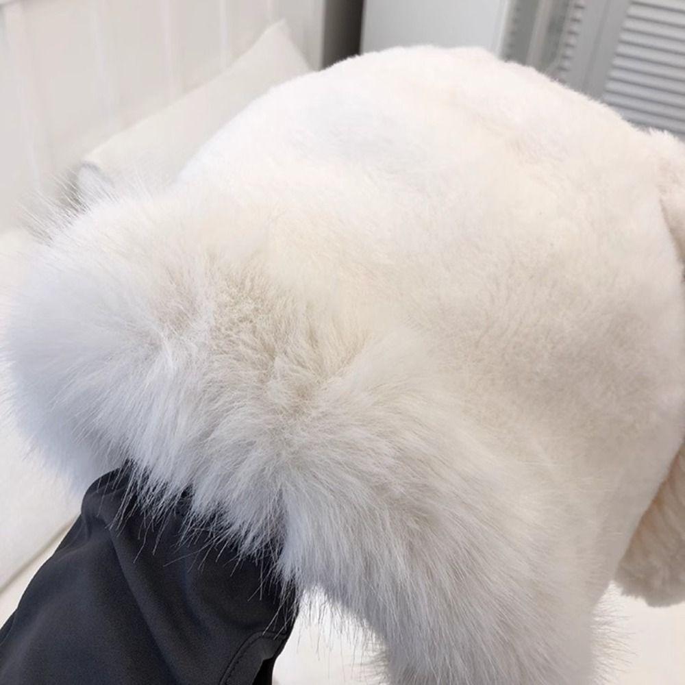 Warm Plush Ear Protection Hat Cute Bucket Hat New Big Rabbit Ears Hat Women