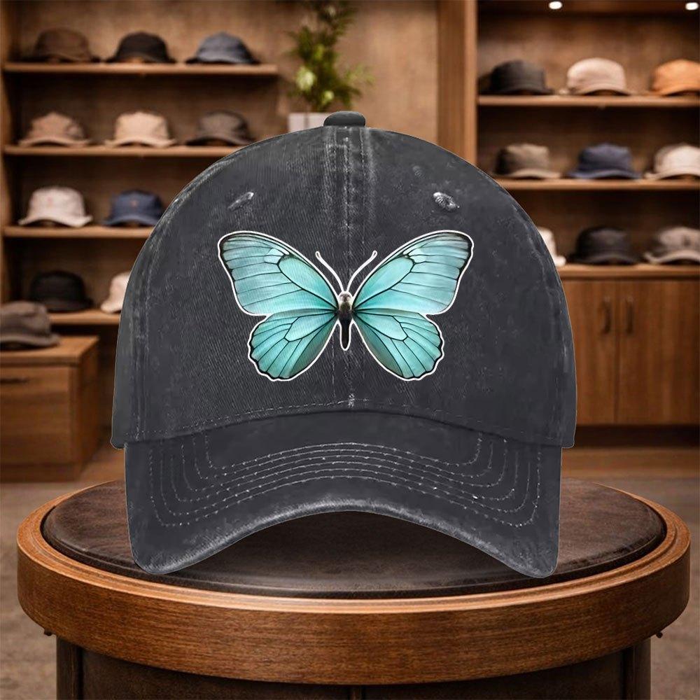 A Large Blue Butterfly Print Baseball Cap a Casual Duckbill Hat Stylish And Adjustable for Outdoor Use Suitable for Travel An