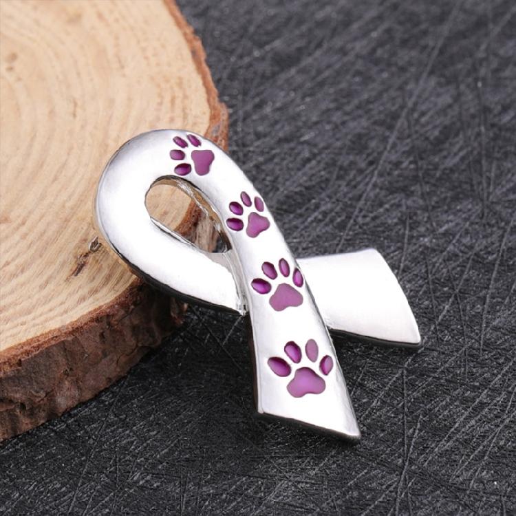 Exquisite Dog Paw Print Ribbon Brooch Pin Fundraiser Campaign Events Breastpin