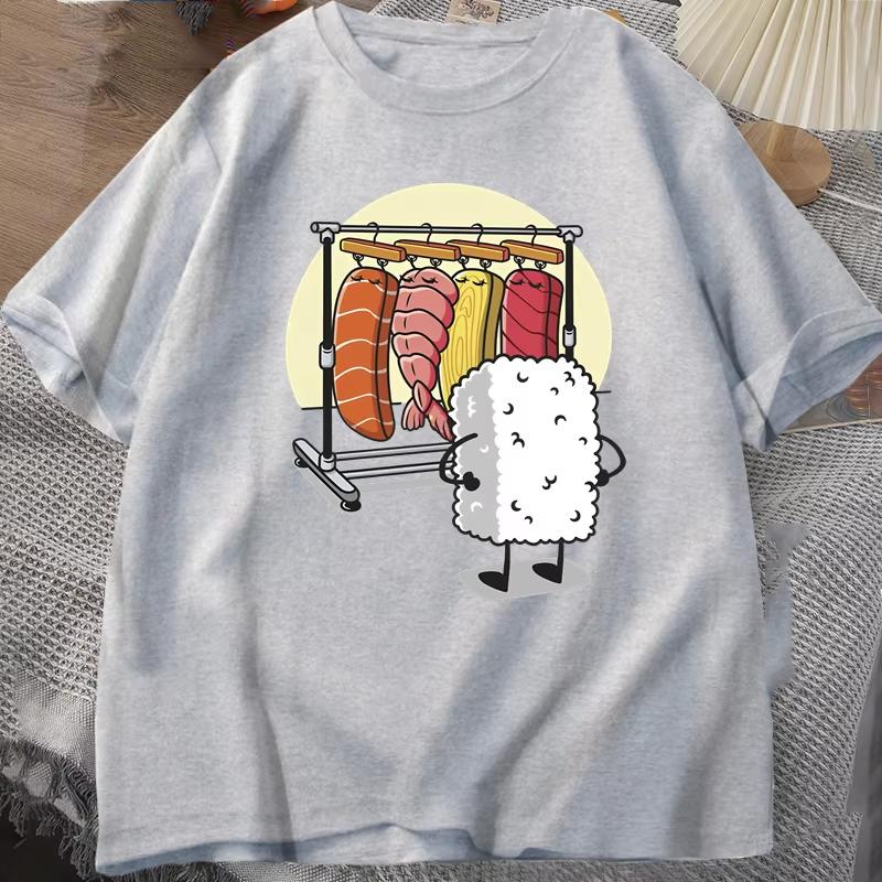 Футболка Sushi Wardrobe Женская Мужская Смешная Высококачественная Футболка Хлопок Графические Футболки Свободные С коротким рукавом С принтом Футболка Мужская Топы