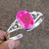 Pink Rubillite Gemstone Handmade 925 Sterling Silver Cuff Bangle Adjustable KKG-221