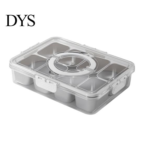 Compartment Snack Box for Office Lunch Snackle Container, Stainless Steel Divided Serving Tray with Lid & Handle, 8 Large Compartments Fruit